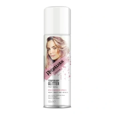 Image of Glitter Hair Colour Spray, Prosecco Pink, 125ml, Loose