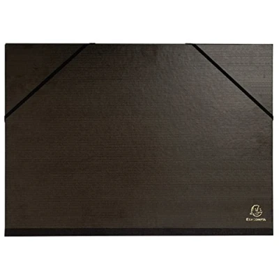 Image of Exacompta Ref 548015E Kraft Portfolio with Elastic and Handle 320 x 450mm in Size, Suitable for A3 Documents, Straps &amp; Integrated Black