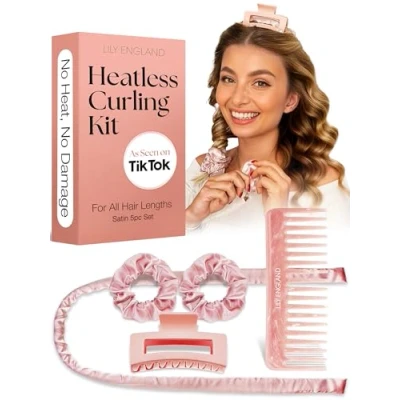 Image of Lily England Heatless Curlers Gift Set, Hair Curler Headband, Curls for Long &amp; Short Hair, No Heat Overnight Stocking Fillers Teens Girls Women
