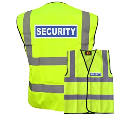 Image of Security Badge Yellow Hi Vis Vest Reflective, Work Wear Coat Officer, High Visibility, By Brook Vis, XXXXLarge