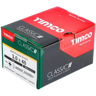 Image of TIMco 30040CLAF PZ1 CSK ZYP Classic Screw 3.0 x 40 Yellow (Box of 200)