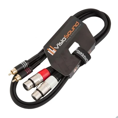Image of 2 x Female XLR to RCA Gold Phono Plug Twin Lead/Audio Signal Patch Cable 1.5m