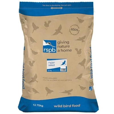 Image of RSPB Nyjer Seeds for Birds, Wild Bird Food Small Oil Rich and High Energy, Made in the UK, Suitable Year Round Feeding (12.75kg)