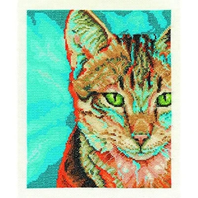 Image of DMC &quot;Tabby 14 Count Cross Stitch Kit, Multi Colour
