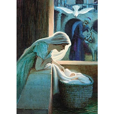 Image of The Great British Card Medici Cards Pack of 6 Charity Christmas &#039;Cradle Song&#039; Lovely Design with Madonna and Child 1 Artistic Design, Multi, 120 x 166 14mm