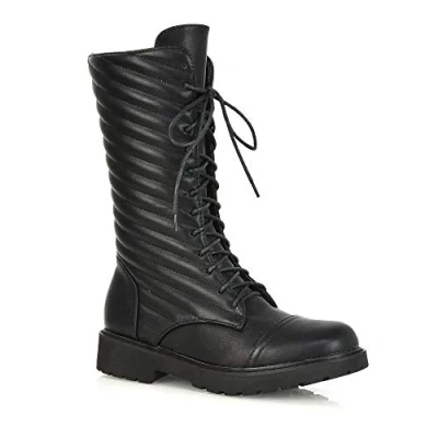 Image of ESSEX GLAM Womens Lace Up Ankle Boots in Black Ladies Biker Synthetic Leather Casual Combat Booties Size 3 8