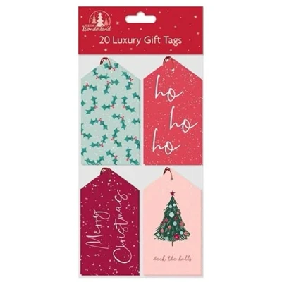 Image of Tallon XA0182 Festive Wonderland Luxury Christmas Tags, Contemporary Pack of 20