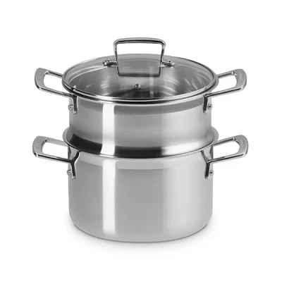 Image of Le Creuset 3 ply 20cm Casserole with Steamer and Lid
