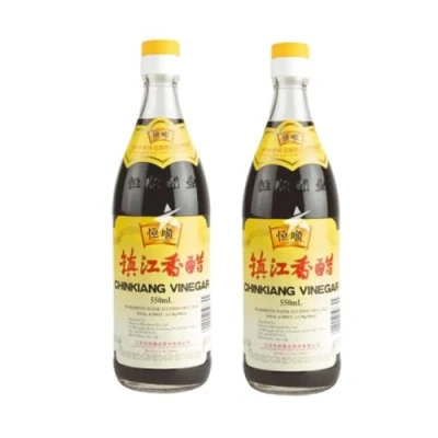 Image of Heng Shun Pack of 3 Chinkiang Vinegar Black in 550 ml Glass Bottle Traditional Chinese Rice (Black) Ideal for Dipping Sauces and Seasoning