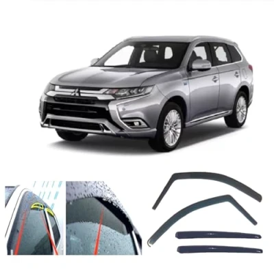 Image of AC WOW 4x Wind Deflectors compatible with Mitsubishi OUTLANDER PHEV 2012 2013 2014 2015 2016 2017 2018 2019 2020 2021 2022 2023 2024