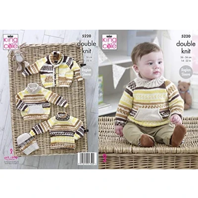 Image of King Cole 5220 Knitting Pattern Baby Sweaters Jacket Hat in Cherish DK