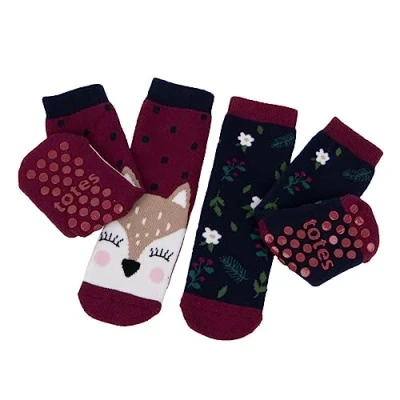 Image of Girls 2 Pair Totes Tots Originals Novelty Slipper Socks Deer 1 Years