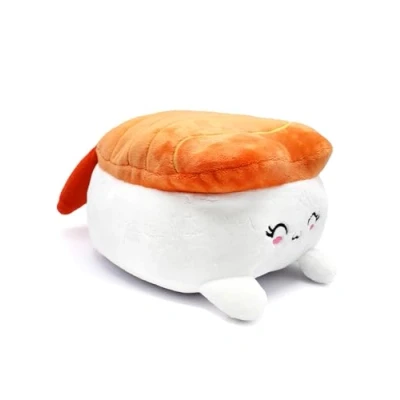 Image of Joy Toy Plushi Nigiri Sushi with Shrimp (Embroidered) Plush Size 20 cm, White, Orange, Pink, Black
