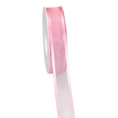 Image of C.E. Pattberg Präsent Marseille Wired Organza Ribbon Light Pink 25 mm width, m length