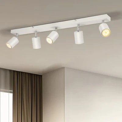 Image of Gr4tec 5 Way Ceiling Spotlight Adjustable, Modern LED Light Fitting White, X GU10 Bulbs Included Warm White 2700K 550lm, Spot Lights Indoor for Kitchen Bedroom Hallway…
