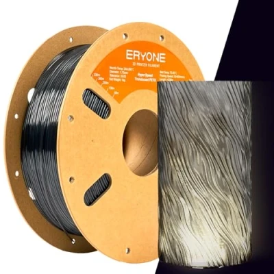 Image of ERYONE High Speed Translucent PETG Filament 1.75mm +/ 0.03mm, Rapid Filament, 3D Printing 30 500mm/s Hyper 1kg (2.2LBS)/Spool, Gray