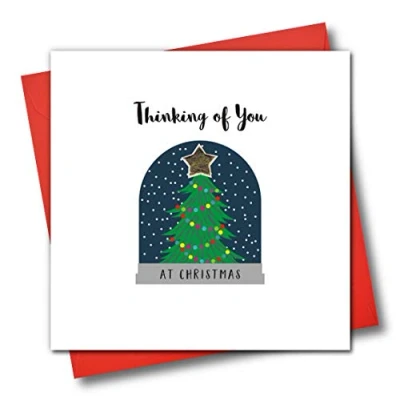 Image of Embellished Christmas Greeting Card, Thinking of You at Christmas, Snow Globe
