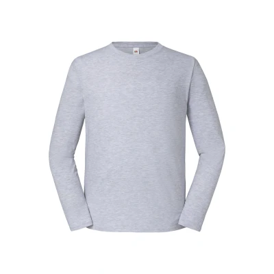 Image of Fruit of the Loom Mens Iconic 195 Premium Long Sleeved T Shirt (Heather Grey) Size Small
