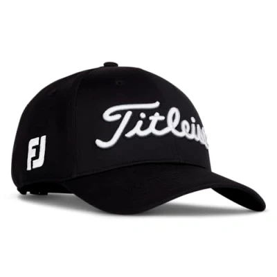 Image of Titleist Men&#039;s Tour Performance Golf Hat Baseball Cap, Black/White, One Size