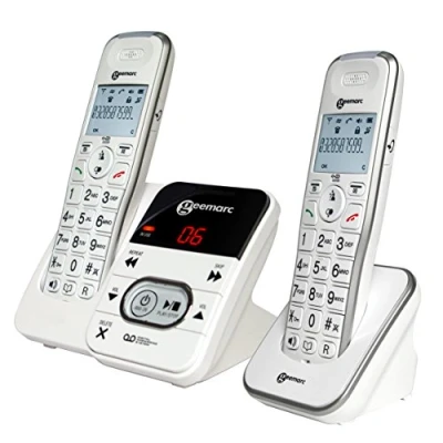 Image of Geemarc Amplidect 295 Twin Loud Cordless DECT Phone and Additional Handset with Answer Machine Big Buttons for the Elderly Low to Medium Hearing Loss Aid Compatible UK Version