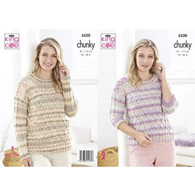 Image of King Cole 5520 Knitting Pattern Womens Textured Sweaters in Drifter Chunky