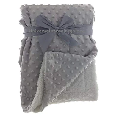 Image of Newborn Soft Bubble Baby Blanket with Fleece Back for Crib Pram Boys Girls Infant Cot Bed Swaddle Shawl Wrap Toddler Snuggle E&amp;A Distribution Limited (Grey)
