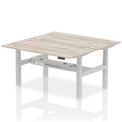 Image of Air B2B 1600x800mm Height Adjustable 2P Bench Desk CP Grey Oak/Silver