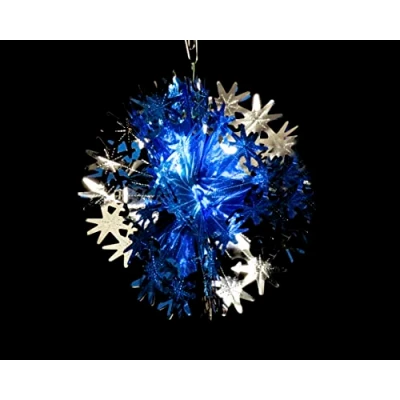Image of Foil Garland Star Ball Christmas Hanging Decoration Wall Ceiling Xmas Deco (Royal Blue &amp; Silver)