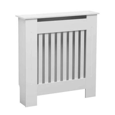 Image of Oypla Small White Wooden Slatted Grill Radiator Cover MDF Cabinet
