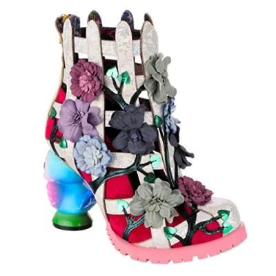 Image of Irregular Choice Women&#039;s Garden Fence Ankle Boot, Red Multi, 6 UK