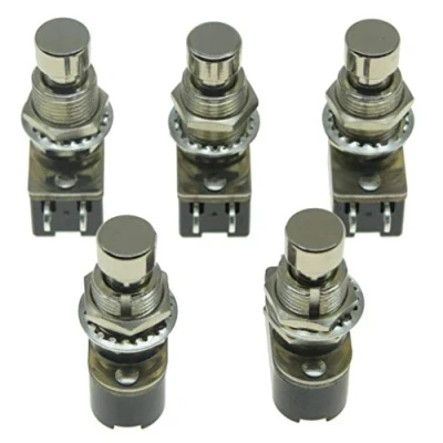 Image of KAISH Pack of 5 OFF (ON) SPST Momentary Soft Touch Push Button Electric Guitar Effects Switch Pedal Footswitches
