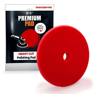 Image of menzerna 6 Inch Polishing Pad Heavy Cut for Scratch Repair I Body and Detailing Pads with Safety Edge &amp; Velcro Attachment Washable Long Lasting Thin Hole Anti Heat Build Up