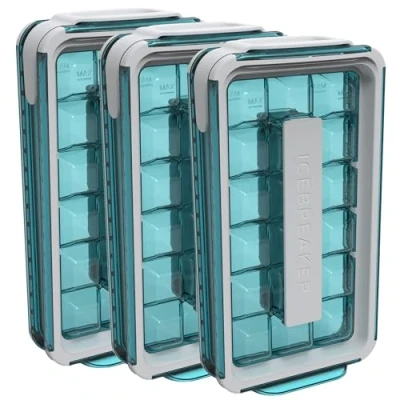 Image of ICEBREAKER POP 2.0 2024: Make And Serve Ice Without Ever Touching The Sanitary Silicone Cube Tray for Freezer Patented Trays This Maker Makes 18 Cubes
