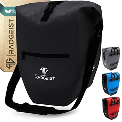 Image of RADGEIST Bicycle bag for pannier rack, bicycle, rack bag, shoulder waterproof, 23 28 L, black, 1 piece.