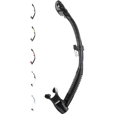 Image of Cressi Itaca Ultra Dry Snorkel for Free Diving and Snorkeling, Black/Black, One Size, Unisex Adult