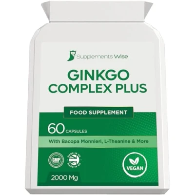 Image of Ginkgo Biloba Plus Complex Nootropic Brain Health Supplement with Bacopa Monnieri, L Theanine, Tyrosine, CoQ10, ALA, Choline, Vitamins &amp; Minerals for Focus, Memory Stress Relief 60 Capsules