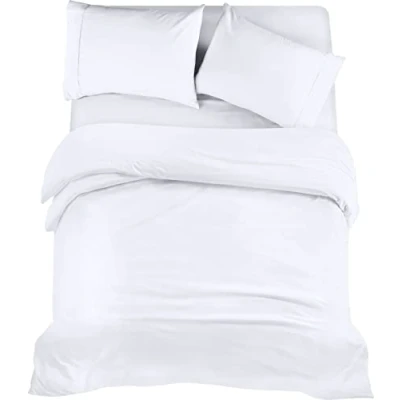 Image of Utopia Bedding 4 Piece Double Set Duvet Cover, Fitted Sheet with Pillow cases Soft Brushed Microfiber (White)