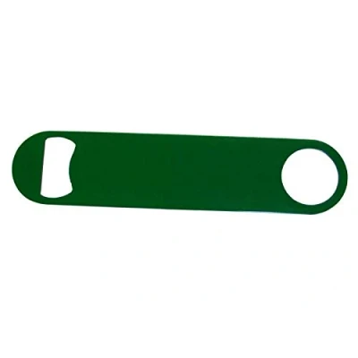 Image of Personalised Stainless Steel Bar Blade Bottle Opener Engraved On One Side with Any Message. Enter Your Own Custom Text (Green)