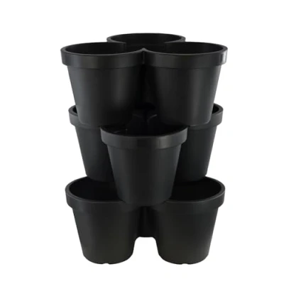 Image of Strawberry Planter Stackable Triple Plastic Garden Flower Pot Plants Herb Holder (3 Extra Large Planters)