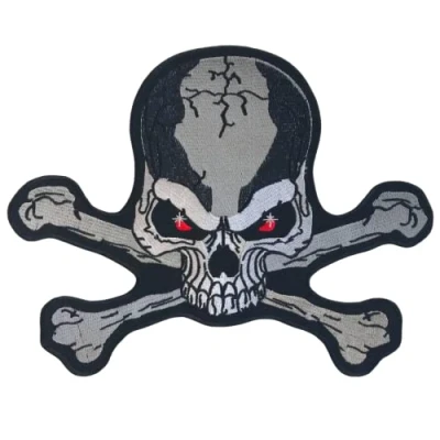 Image of Skull Crossbone Rider Large Biker Jacket Back Sew On Embroidered Patch