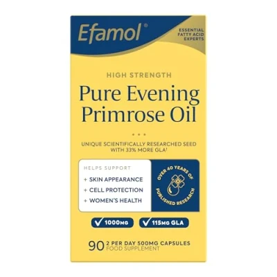 Image of Efamol Evening Primrose Oil 500mg High Strength 90 Capsules with Vitamin E Menopause Vitamins to Discover Visibly Smoother Skin