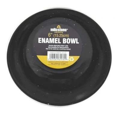 Image of Widdle Gifts Camping Enamel Travel Mugs, Plates &amp; Bowls/Ideal for Camping, Hiking, Fishing, Travels More/Black Colour (Bowl 4309)