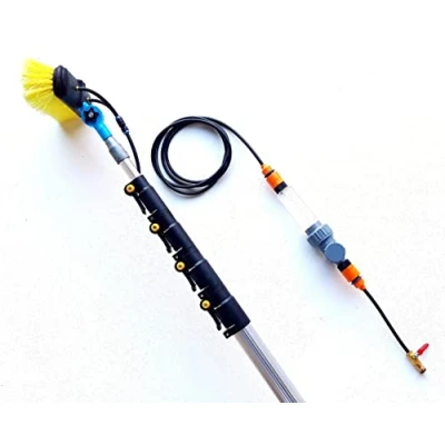 Image of 16ft 20ft 24ft Telescopic Water Fed Window Cleaning Pole, Hose Solar Panel Conservatory Equipment, Hi Reach Brush Cleaner Kit