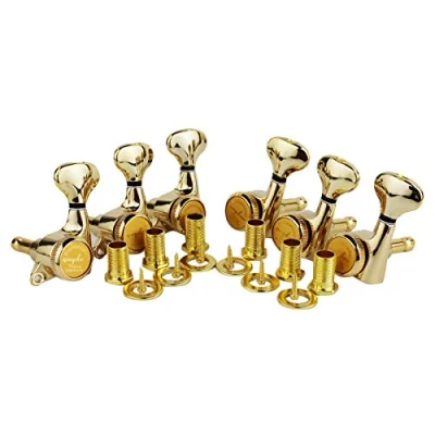 Image of Guyker 6Pcs Guitar Locking Tuners (6 Left Handed) 1:18 Ratio Lock String Tuning Key Pegs Machine Heads Set Replacement for LP, SG, TL Style Electric, Folk or Acoustic Guitars Gold