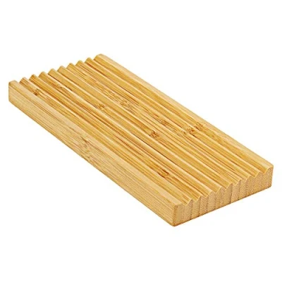 Image of VALIANTOIN Bamboo Soap Dish, Bar Holder for Shower Bathroom, Kitchen, Wooden Tray