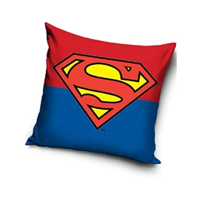 Image of DC Comics Superman Cushion with Cover Kids for Bedroom, Nursery &amp; Playroom Soft Comfortable Toddlers Pillow Logo Cute Square Children