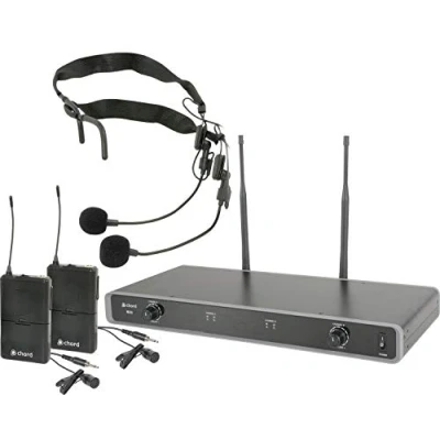 Image of Chord Quality Dual Neckband &amp; Lapel Microphone System UHF 608.050 + 606.175MHz