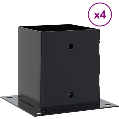 Image of vidaxl post bases set of 4 / anthracite steel 121x121 mm ideal for mounting gazebo, fence posts &amp; more