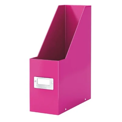 Image of Leitz Magazine File Holder, A4, Cardboard Document Storage Box with Label, Foldable, for Home, Office &amp; School, Click and Store Range 60470023 Pink