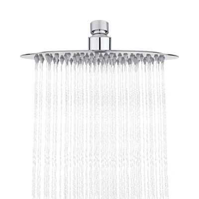 Image of Ibergrif M20293 Rain Shower Head, 8 Inch Round Fixed Showerhead, 304 Stainless Steel Ultra Thin Top Spray Head with 126 Jets for Bathroom, Chrome